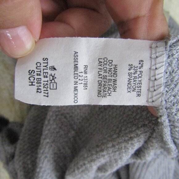 Live In The Moment Ribbed Knit Hooded Tee Small Gray - Picture 8 of 8